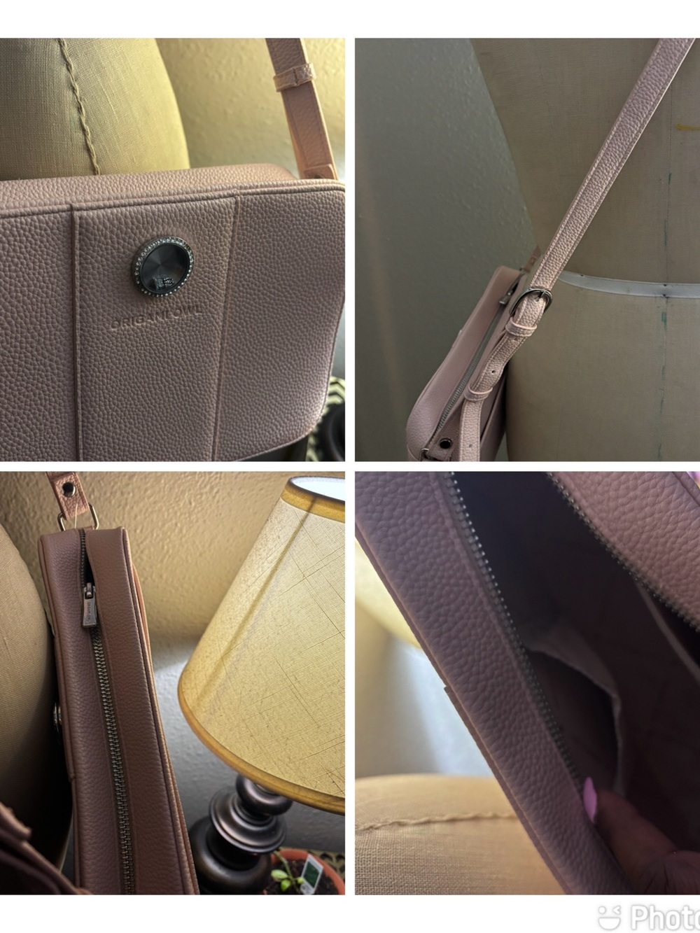 Origami Owl Dusty Rose Pebbled Crossbody Bag